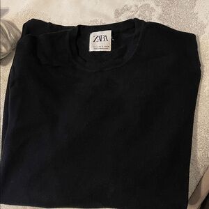 Zara Men's Classic Black Crewneck Sweater